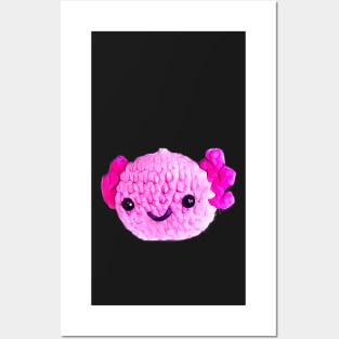 Pink axolotl face Posters and Art